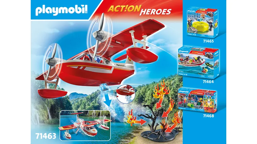 PLAYMOBIL 71463 ACTION HEROES Feuerwehrflugzeug mit Löschfunktion