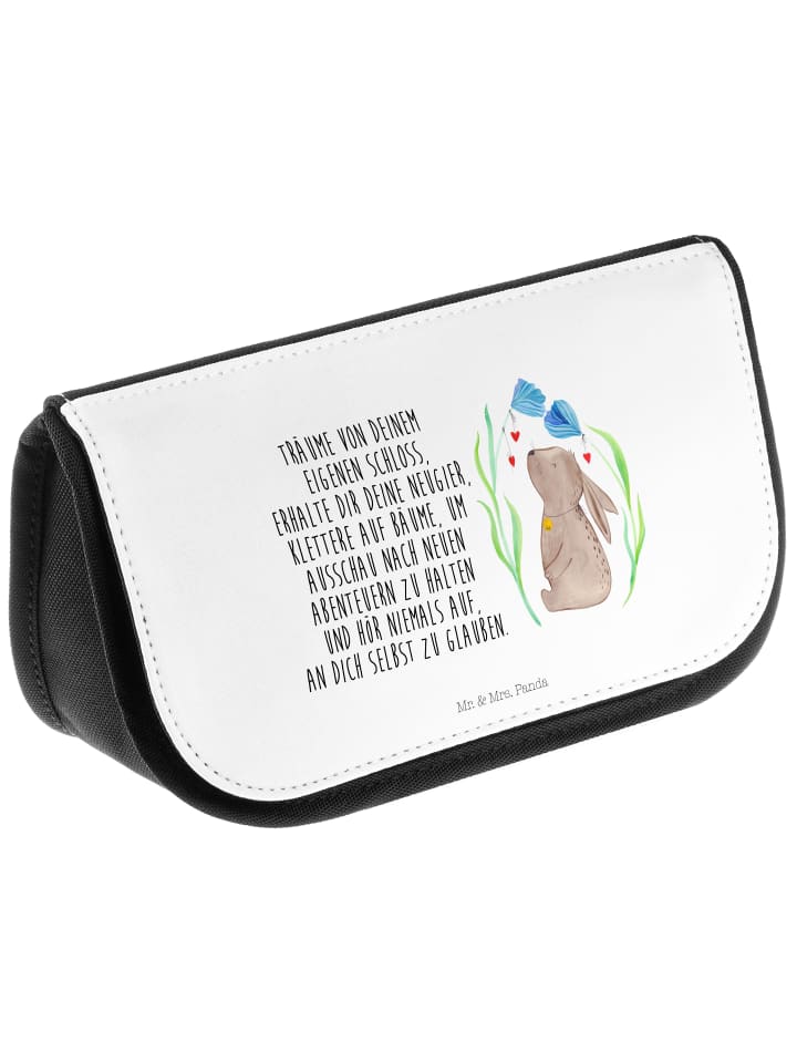 Mr. & Mrs. Panda Kosmetiktasche Hase Blume mit Spruch in Weiß günstig kaufen onesize