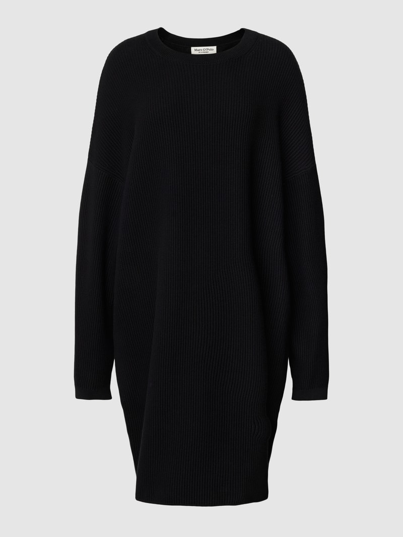 Strickkleid aus Baumwolle mit Rundhalsausschnitt in schwarz