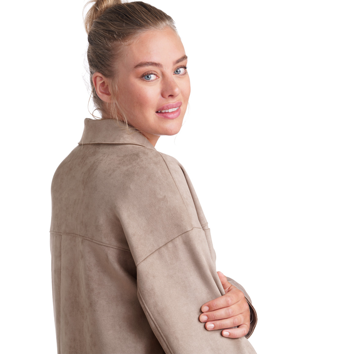 Damen Velours-Bluse mit Druckknopfleiste