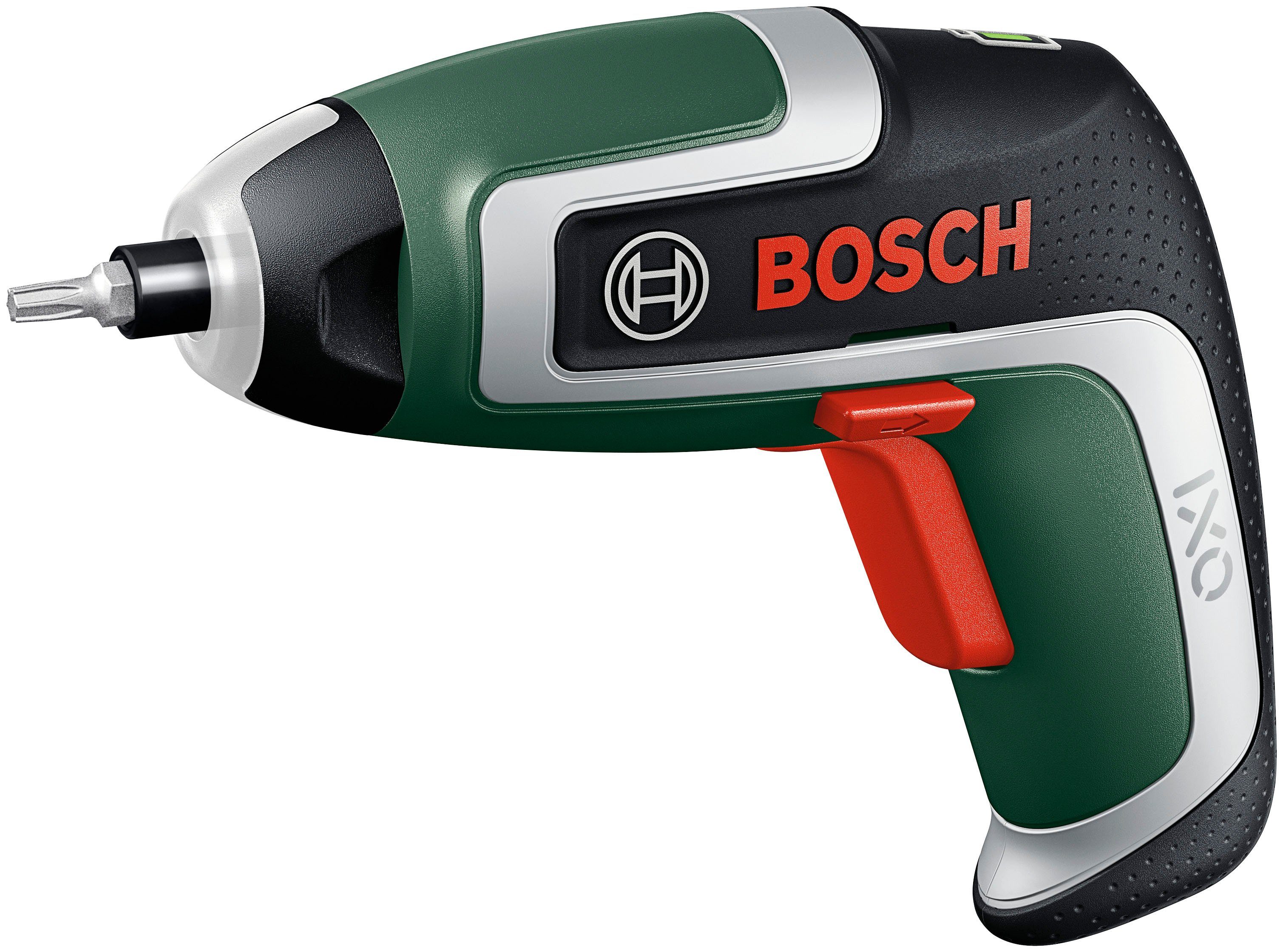 Bosch Home & Garden Akku-Schrauber IXO 7, 5,5 Nm, (Set), mit 10-tlg. Bit-Set, Winkelaufsatz, Exzenteraufsatz, Aufbewahrungsbox