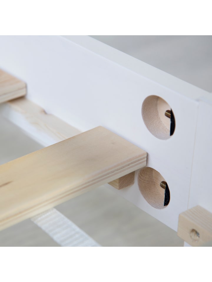 Homestyle4u Holzbett 140x200 mit Lattenrost in Weiß günstig kaufen