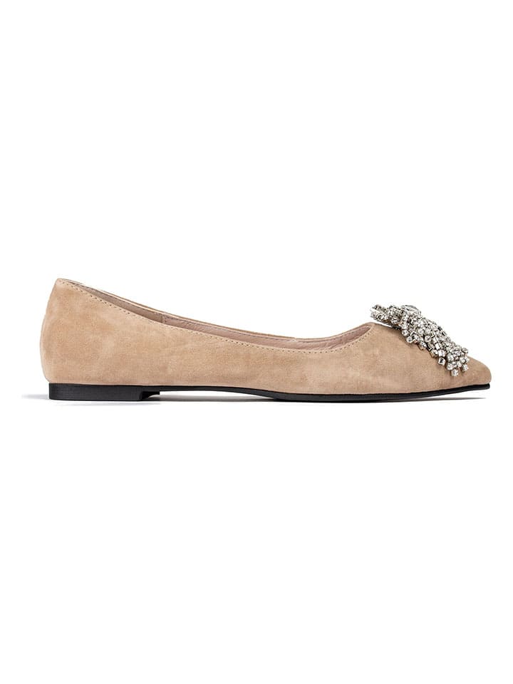 loft37 Leder-Ballerinas in Beige günstig kaufen