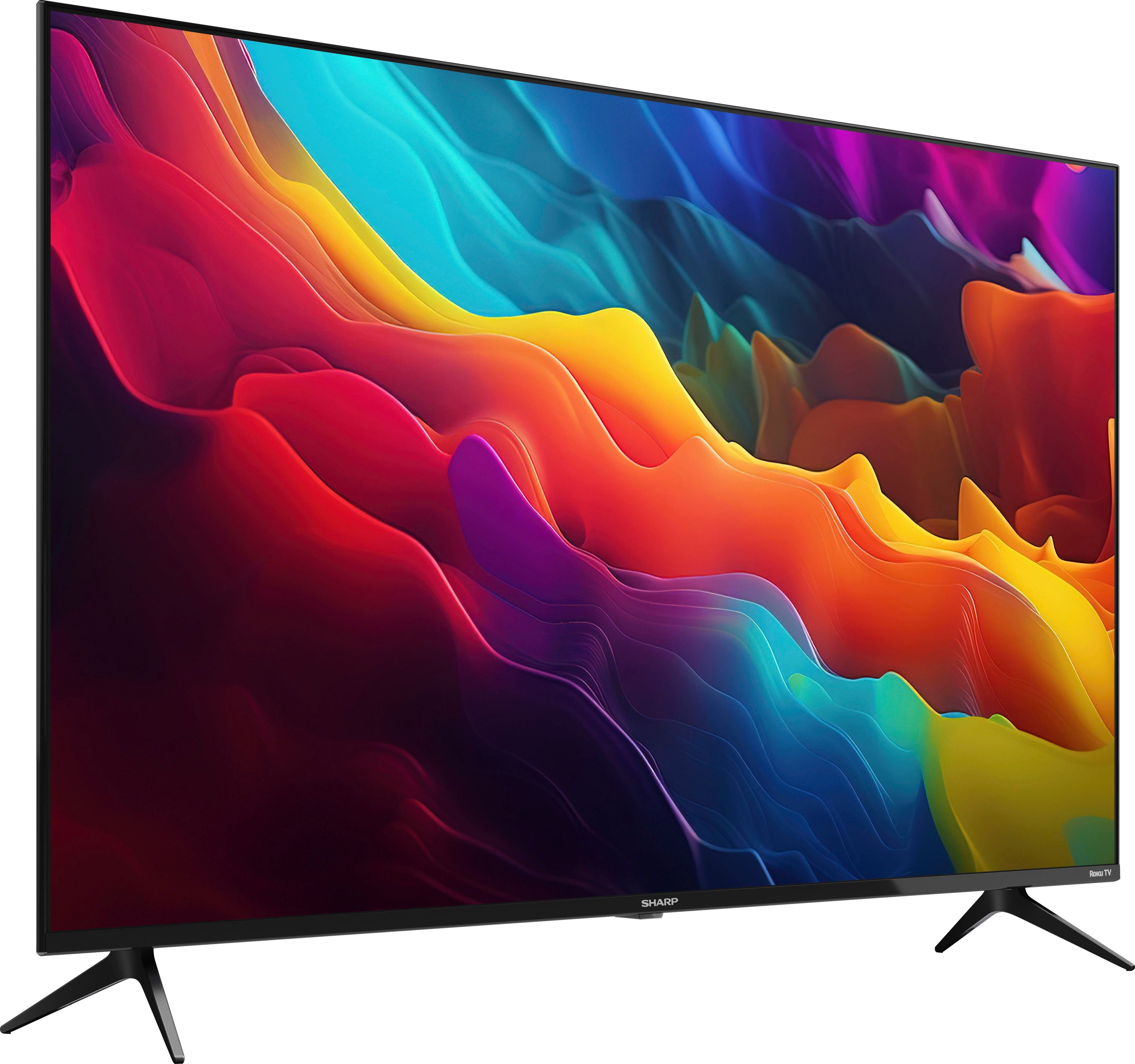 Sharp 55FJ2E LED-Fernseher (139 cm/55 Zoll, 4K Ultra HD, Smart-TV, Roku TV nur in Deutschland verfügbar, Rahmenlos, HDR10, Dolby Digital)
