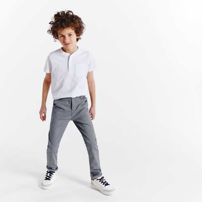 Pantalon chino ceinturé en toile turquoise garçon