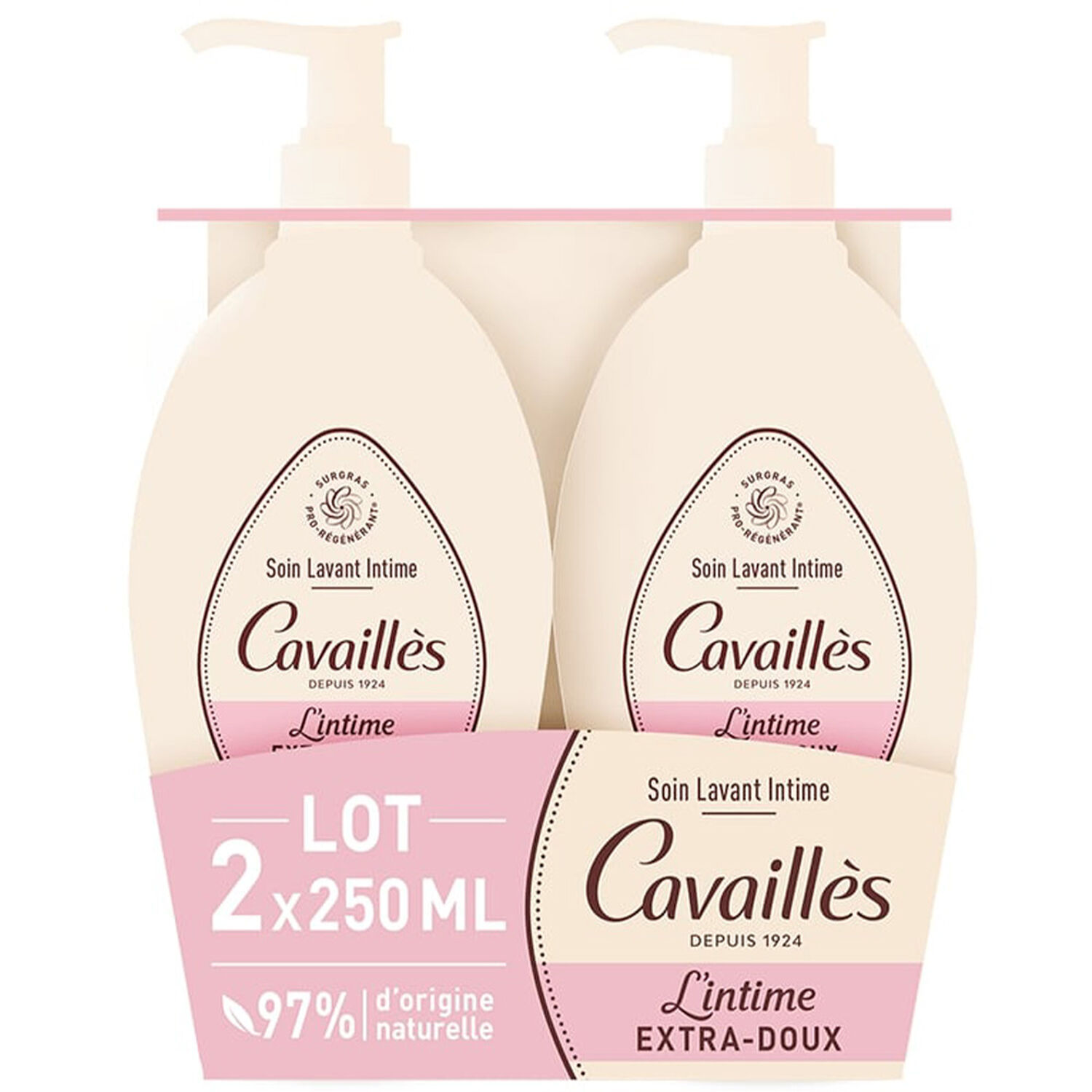 Cavaillès L'intime Extra-Doux Soin Naturel Hygiène Intime - Lot de 2x250 ml