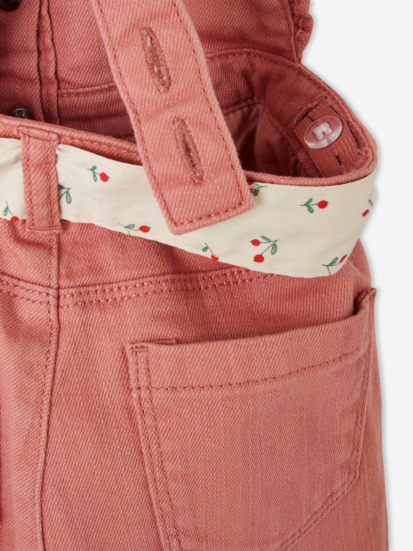 Vertbaudet Mädchen Latzhose mit Stoffgürtel - altrosa