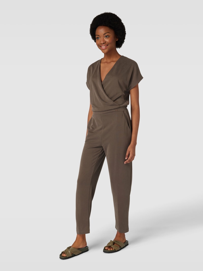 Jumpsuit mit V-Ausschnitt Modell 'BALO' in mittelbraun