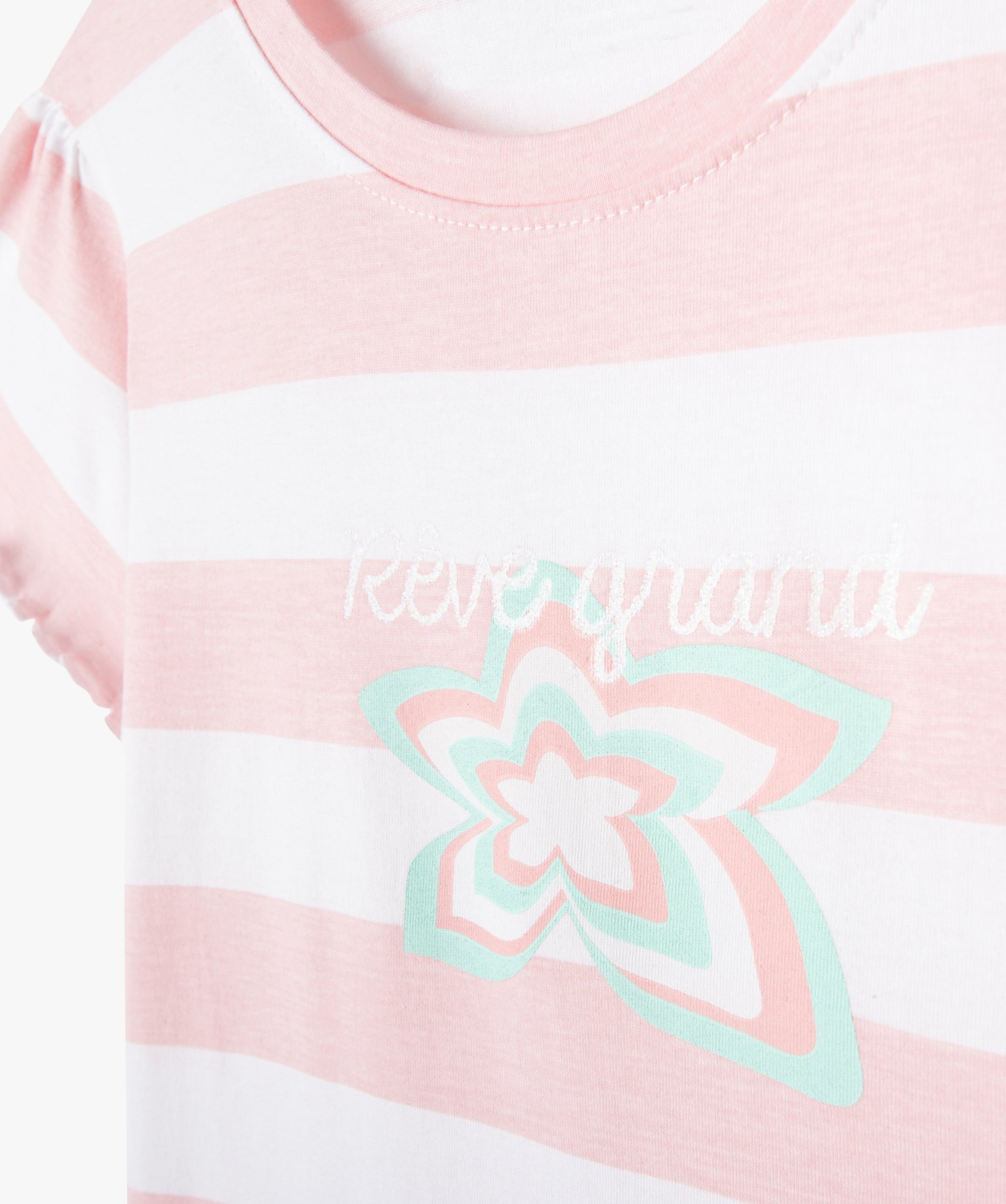 Chemise de nuit fille à rayures avec motif fleuri raye | GEMO