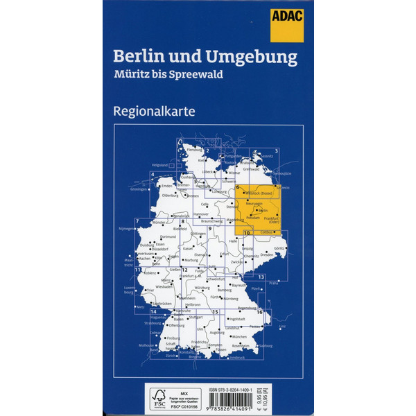 ADAC Regionalkarte Blatt 6 Berlin und Umgebung Müritz bis Spreeewald 1:150 000 - Straßenkarte