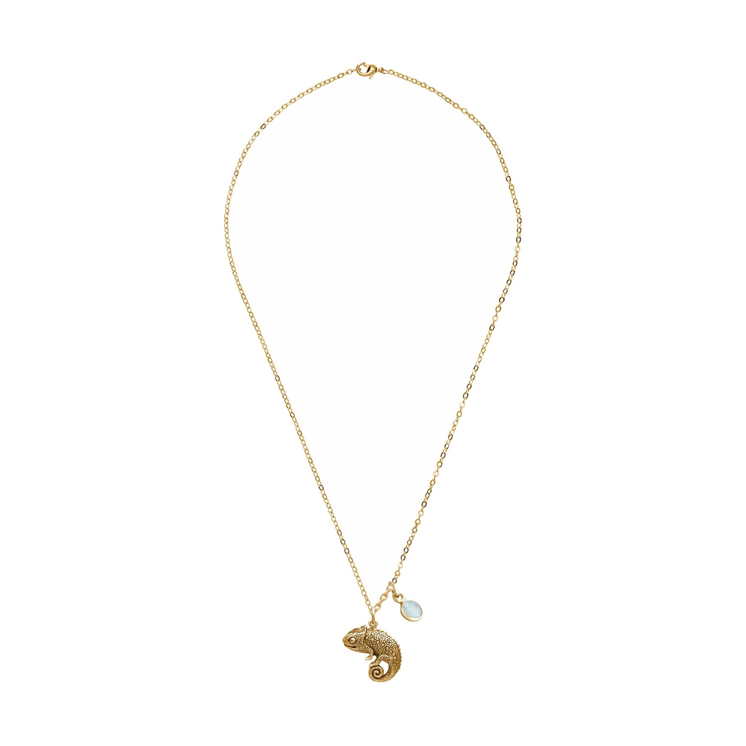 Halskette mit Anhänger '3-D Chamäleon - Chalcedon'