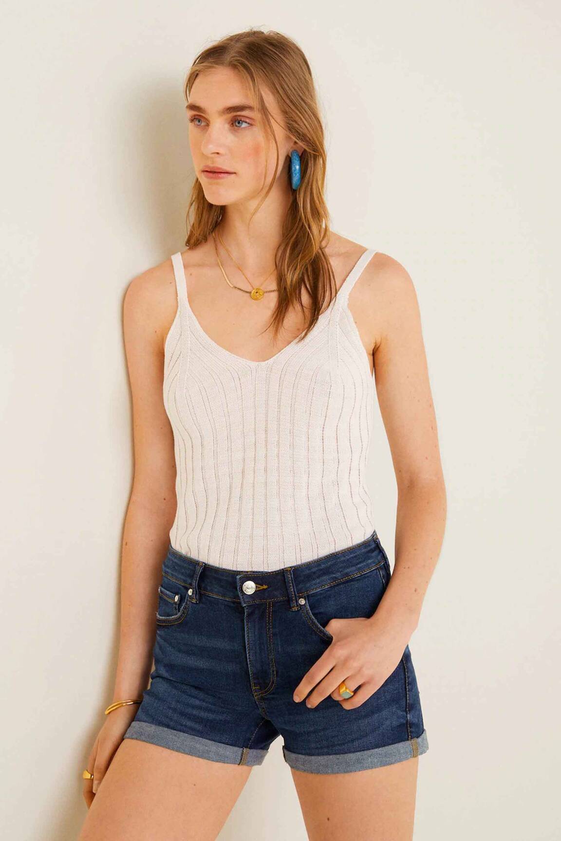 Mango Shorts 1 Femme couleur bleu