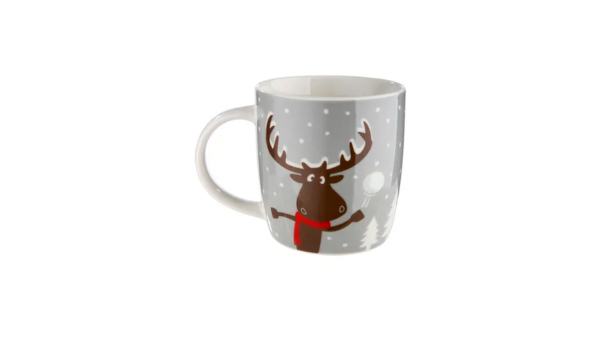 GILDE Porzellan Tasse Hirsch Hannes H=9cm grau