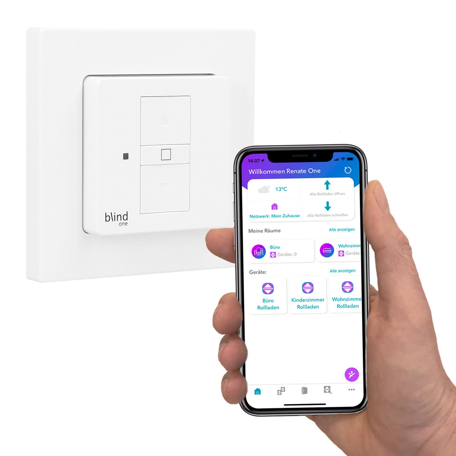 Nobily Zeitschaltuhr WLAN Rollladen Zeitschaltuhr Blind One (Smarthome), digital, mit Alexa oder Google Assistant kompatibel