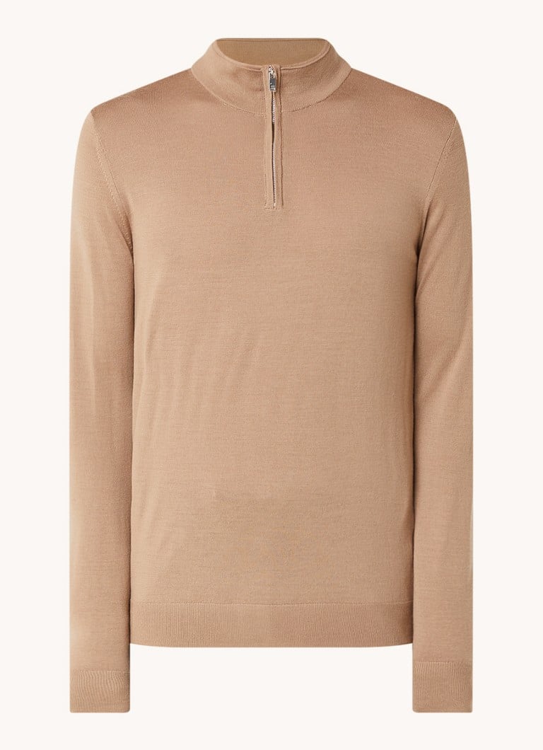 Reiss Fine-knit wool sweater with half zip