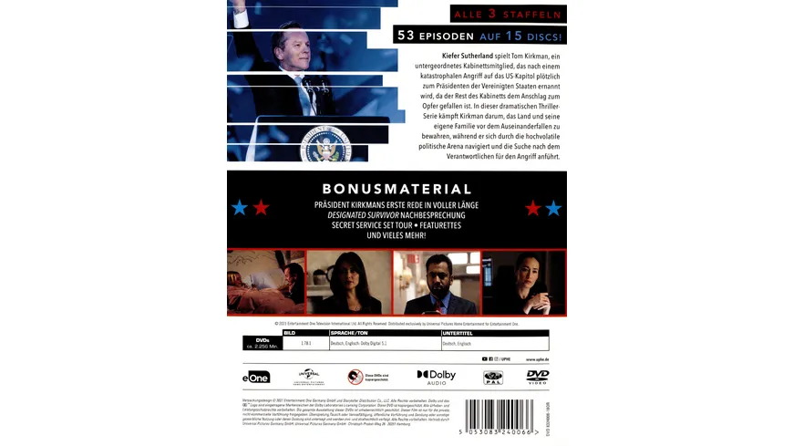 Designated Survivor - Die komplette Serie  [15 DVDs]