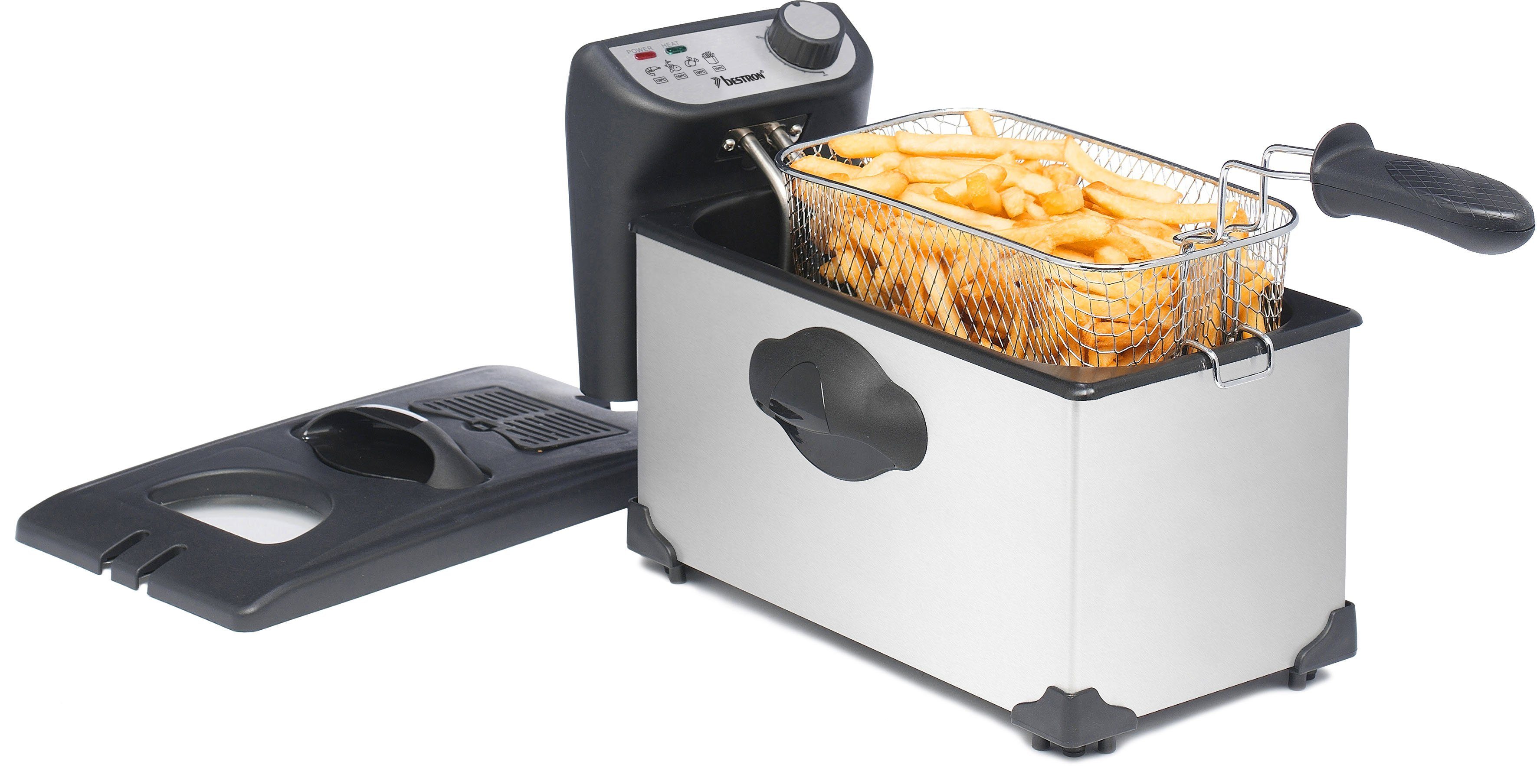 bestron Fritteuse AF351, 2000 W, 1 kg, 3,5 L, Kaltzonentechnologie, spülmaschinengeeignet