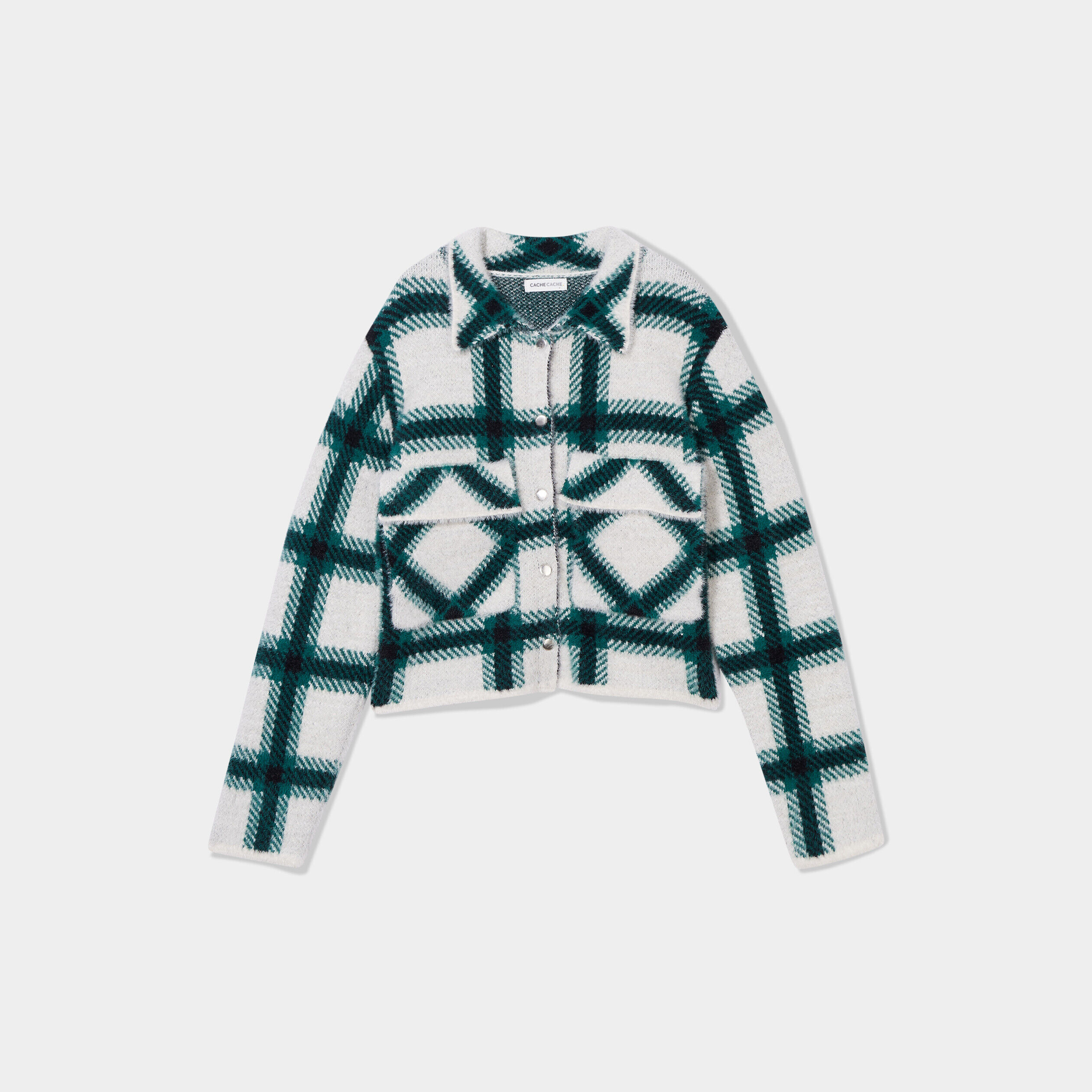 Veste col polo boutonnée ecru femme | Cache Cache