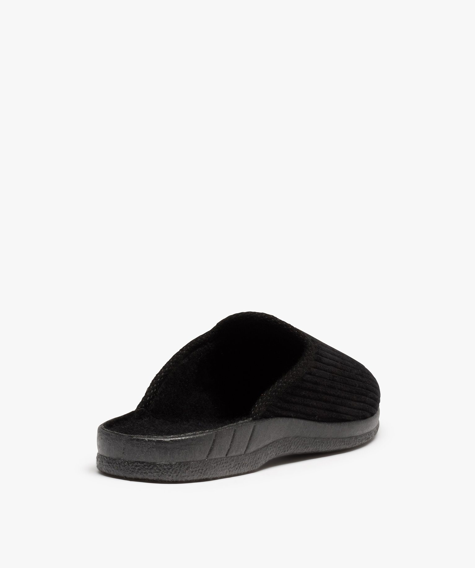 Chaussons homme mules en velours ctelé uni noir | GEMO