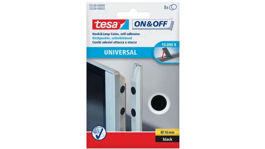 tesa ON&OFF® Universal Klettpunkte schwarz 2.75 m schwarz