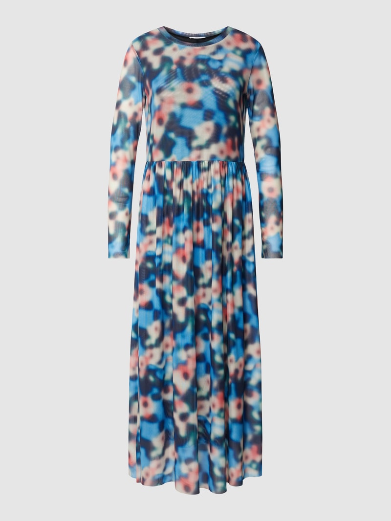 Maxikleid mit Allover-Muster in schwarz