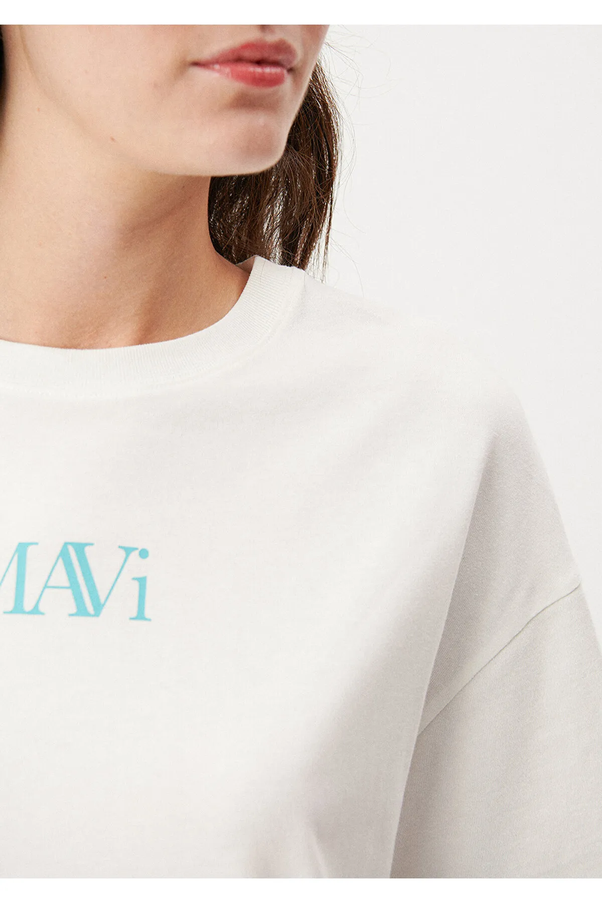 Mavi  Weißes T-Shirt mit Logo-Print, Übergröße/weiter Schnitt 1611593-70057