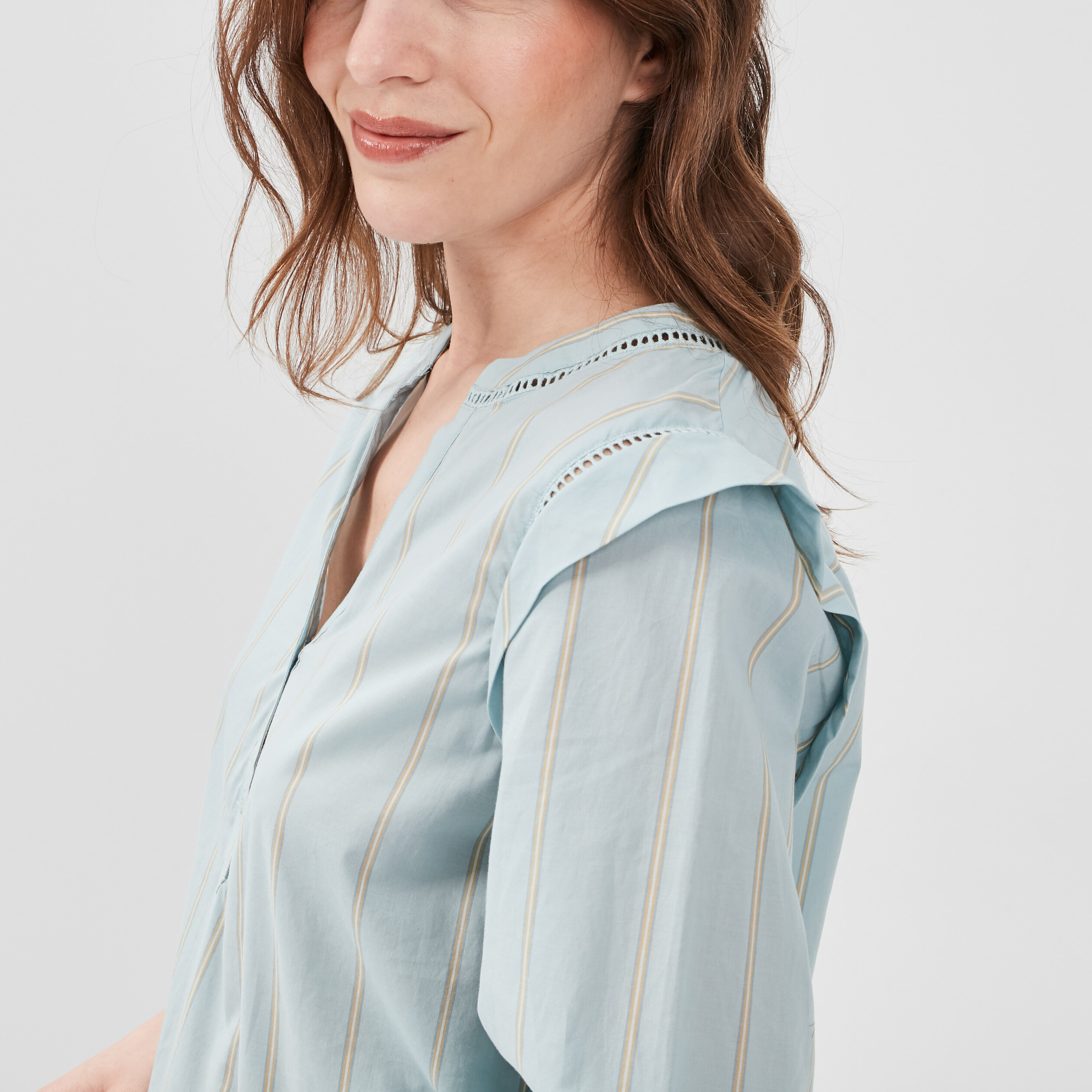 Blouse manches longues Creeks bleu turquoise femme | La Halle