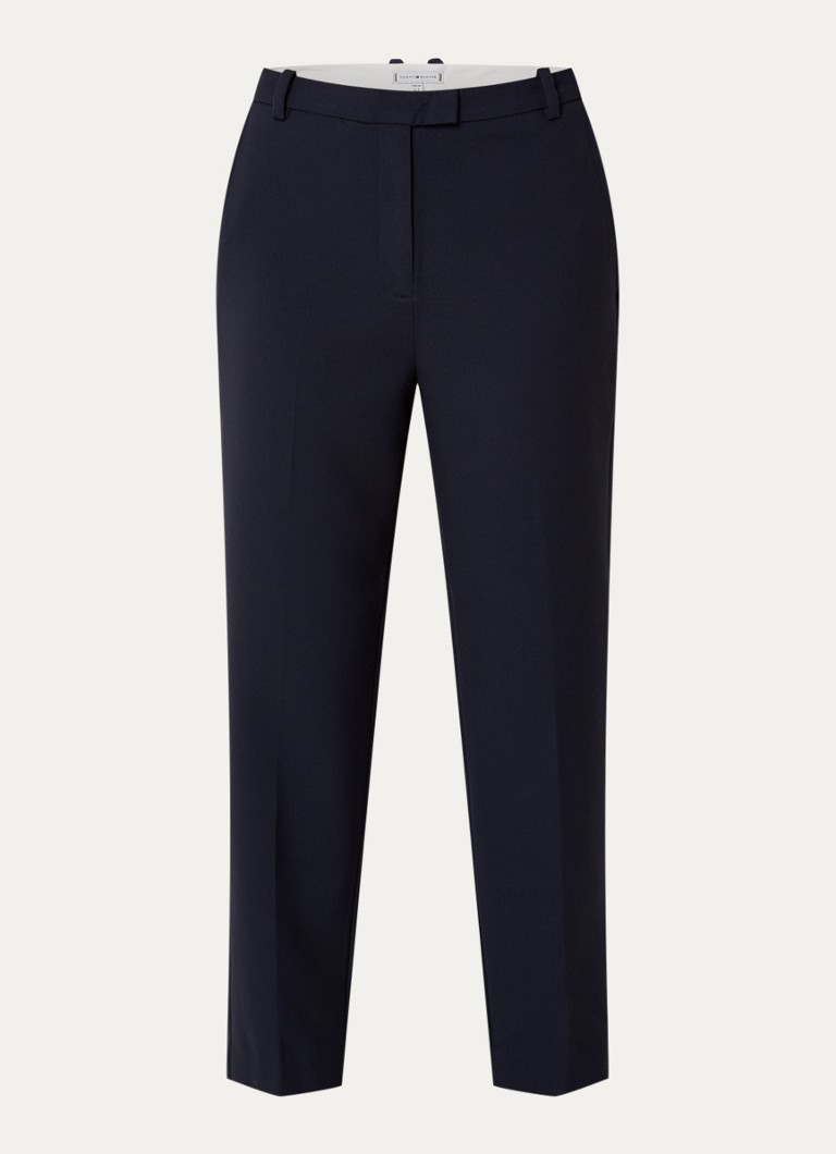Pantaloni Tommy Hilfiger cu talie medie, croială dreaptă, lungime 7/8 și buzunare laterale.