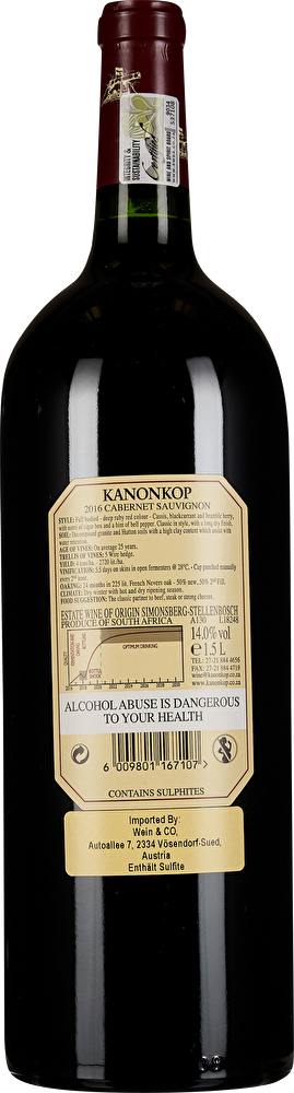 Kanonkop Cabernet Sauvignon Stellenbosch Magnum 2016 im Geschenkkarton
