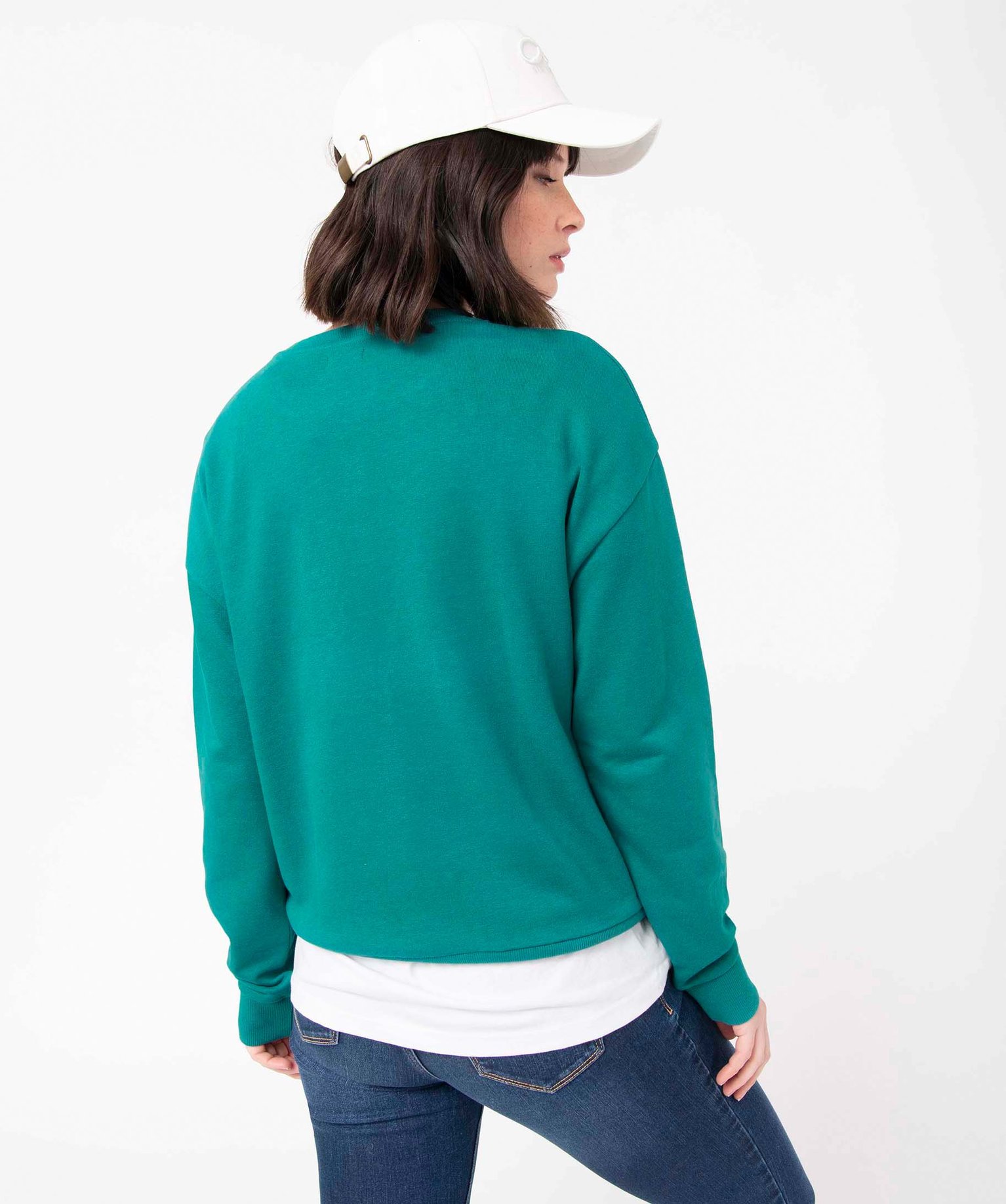 Sweat femme uni intérieur bouclettes vert | GEMO