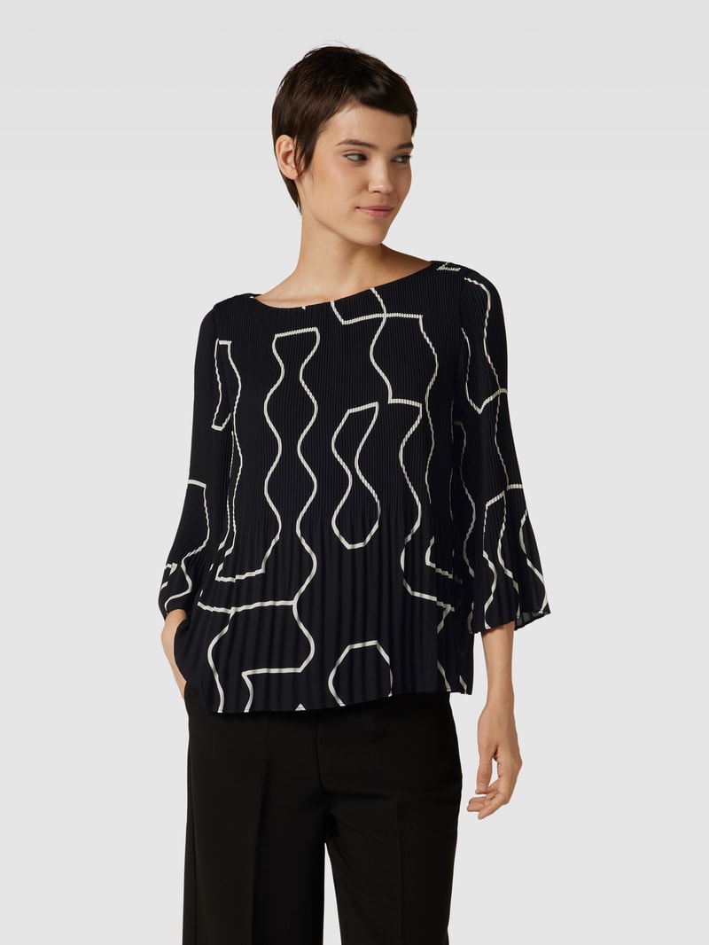 Bluse mit Plisseefalten in schwarz