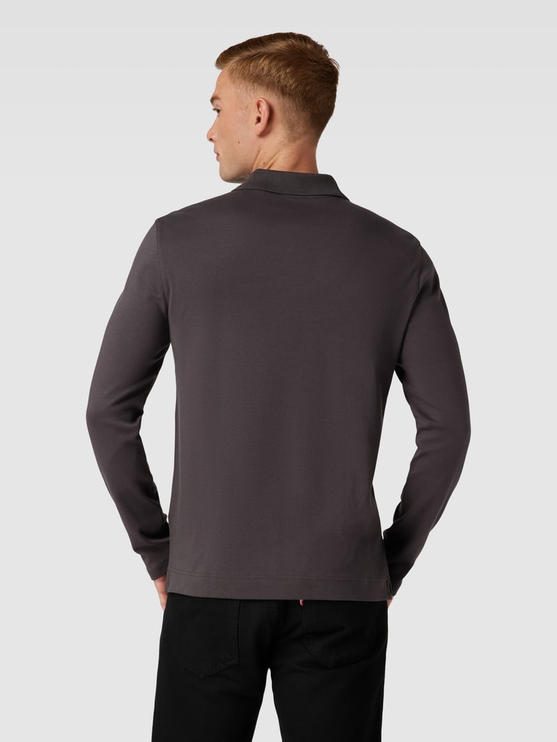 Poloshirt mit langen Ärmeln in anthrazit