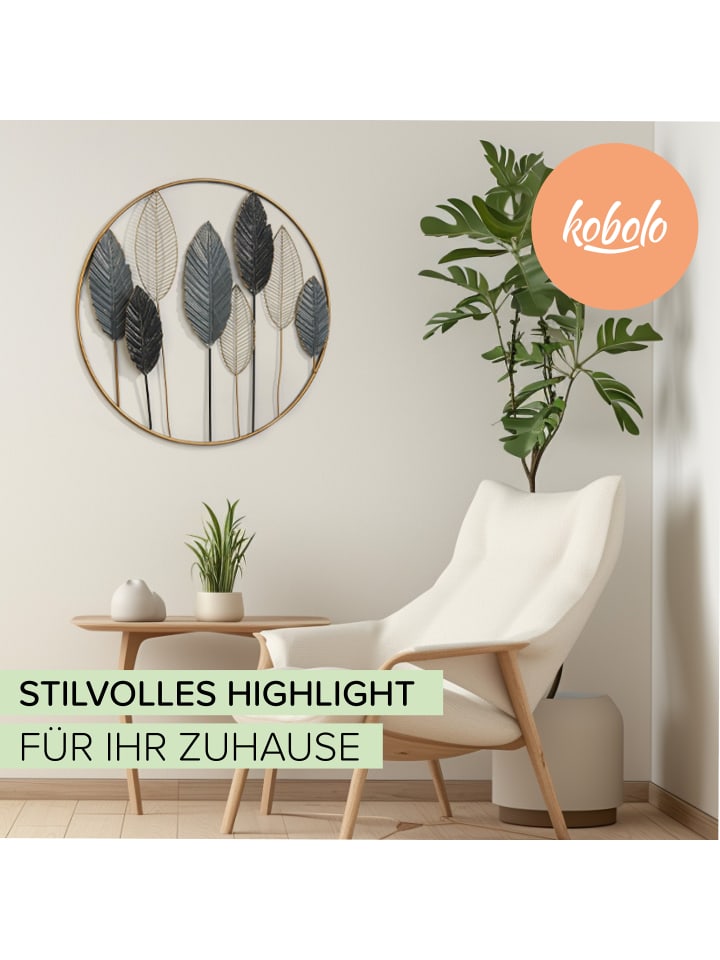 kobolo Metallbild FOGLIA in Grau günstig kaufen onesize