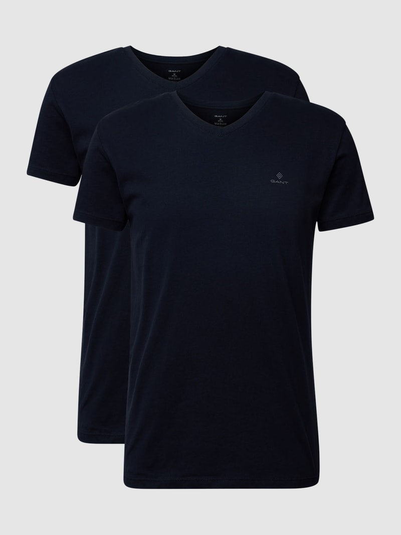 T-Shirt im 2er-Pack mit Brand-Schriftzug in schwarz