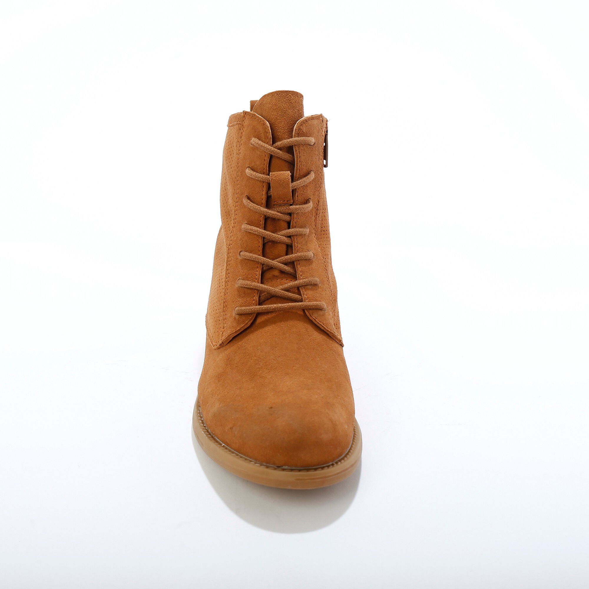 Bottines montantes en croûte de cuir embossé à lacets