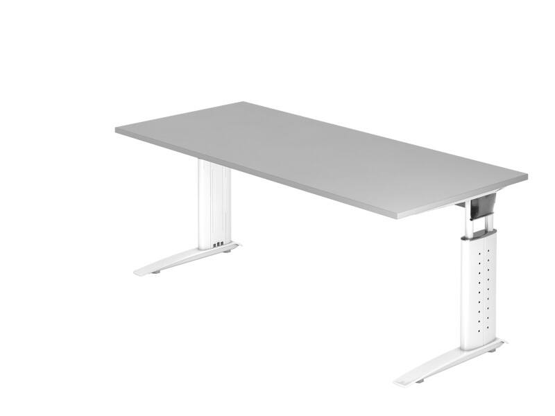 Hammerbacher Schreibtisch US19 Grau, Weiß 1.800 x 800 x 680 x 680 - 860 mm