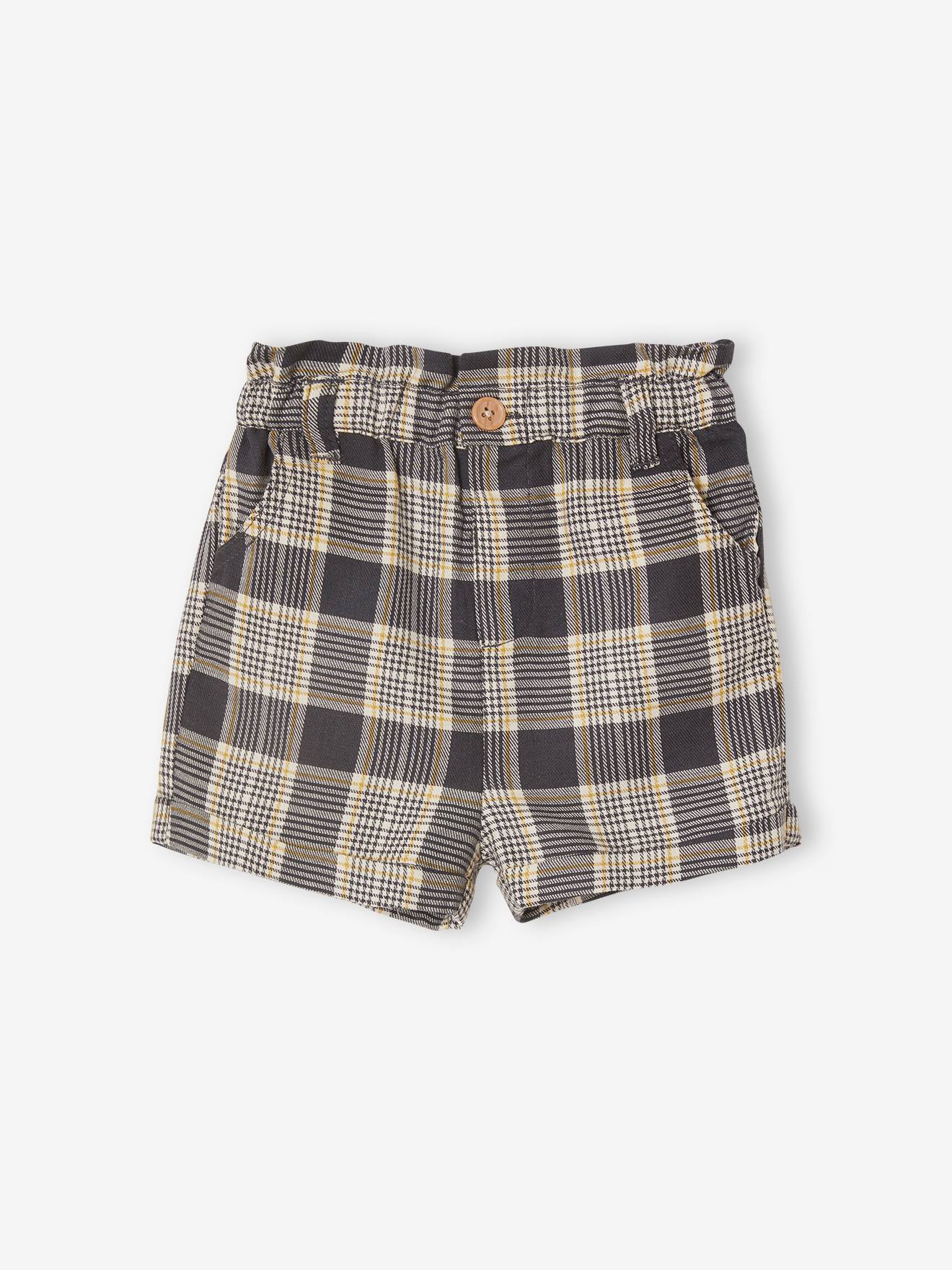 Vertbaudet Karierte Mädchen Baby Shorts - grau kariert