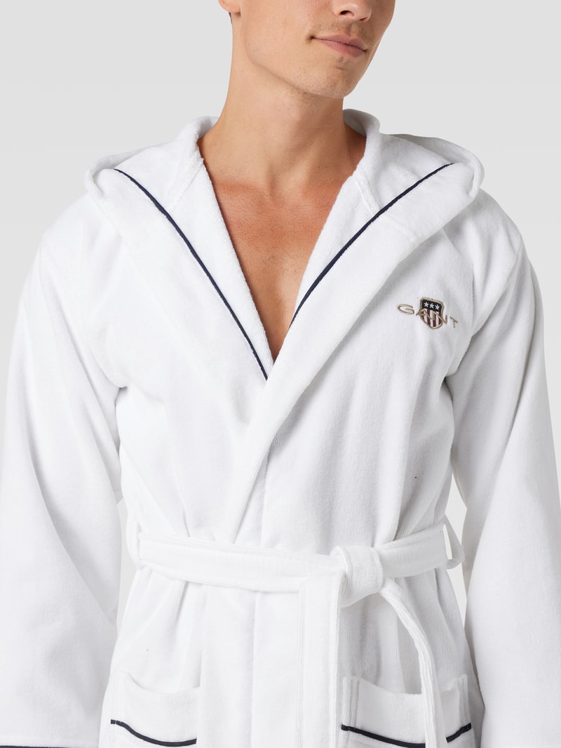 Bademantel mit Label-Stitching in weiß