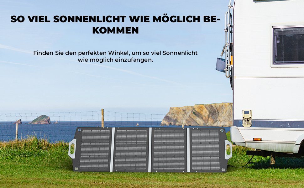 POCOSOLR Solarmodul 120W Solar Panel - Tragbar Solarpanels Faltbar Solarmodul PV Modul, 120,00 W, monokristalline Solarzellen, (Inklusive Laderegler und Zubehör, IP67 Wasserdichtigkeit, ETFE langlebiges Solarmodul), Höchste Effizienz und Tragbarkeit