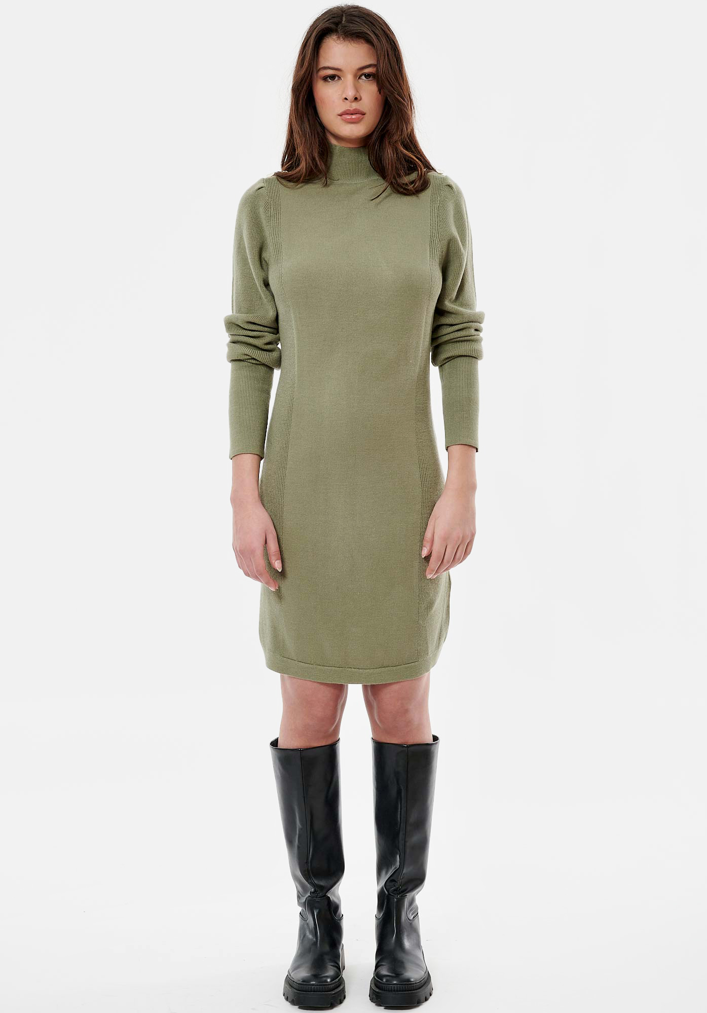 LIV    Robe pull kaki femme