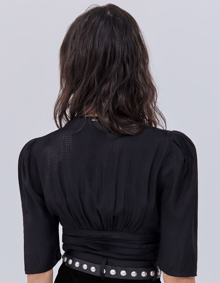 Blouse noire jacquard motif pois optiques Femme