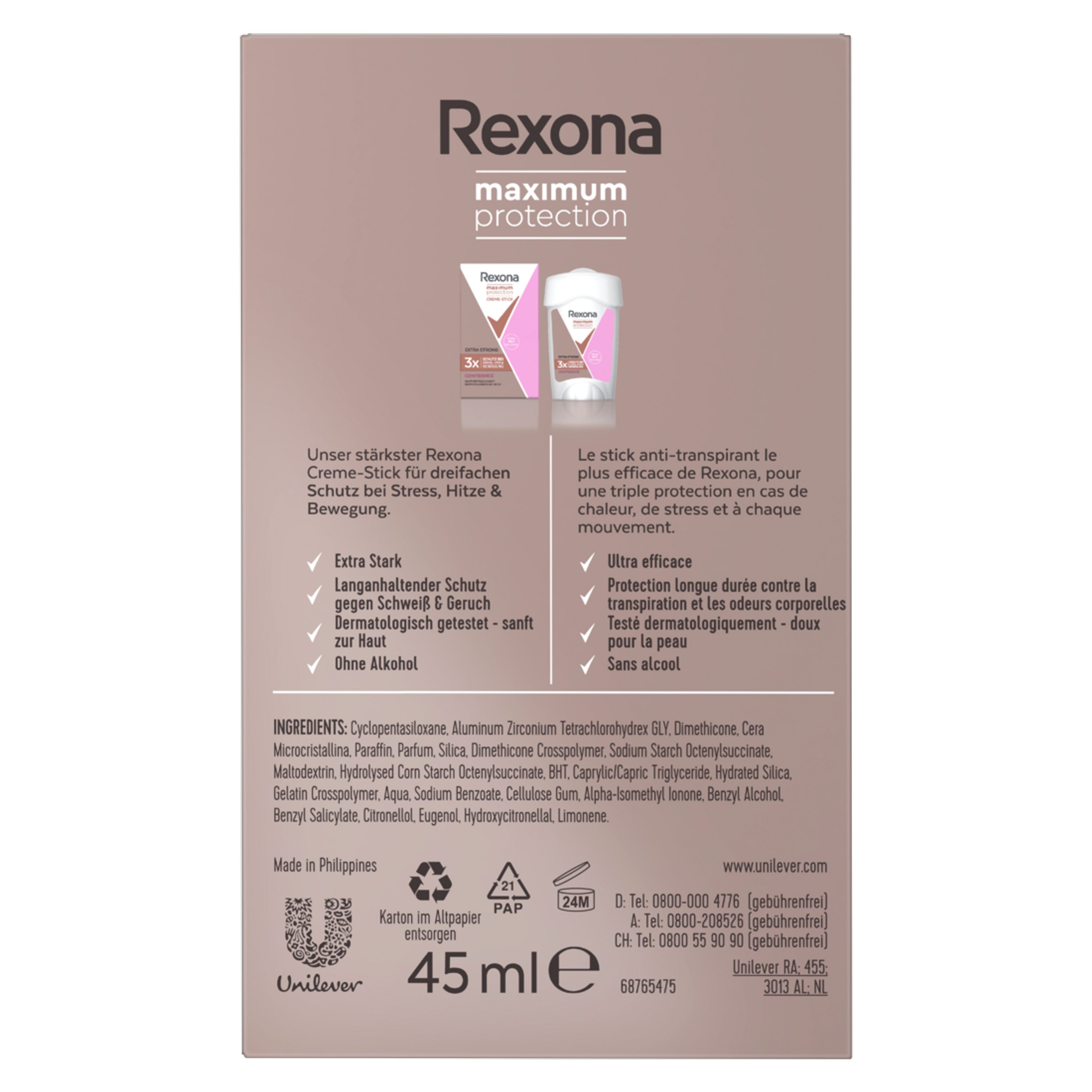 Rexona Deo-Set Maximum Protection Deo Creme 6x45ml Confidence Anti Transpirant