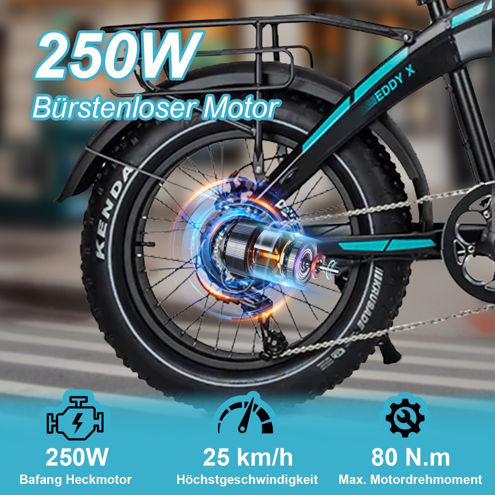 JOBOBIKE E-Bike 20 Zoll Fatbike 48V 14Ah, 7 Gang Shimano, Kettenschaltung, Heckmotor, 672 Wh Akku, (E-Mountainbike E-fahrrad klapprad), Fat Tire Pedelec Damen Herren