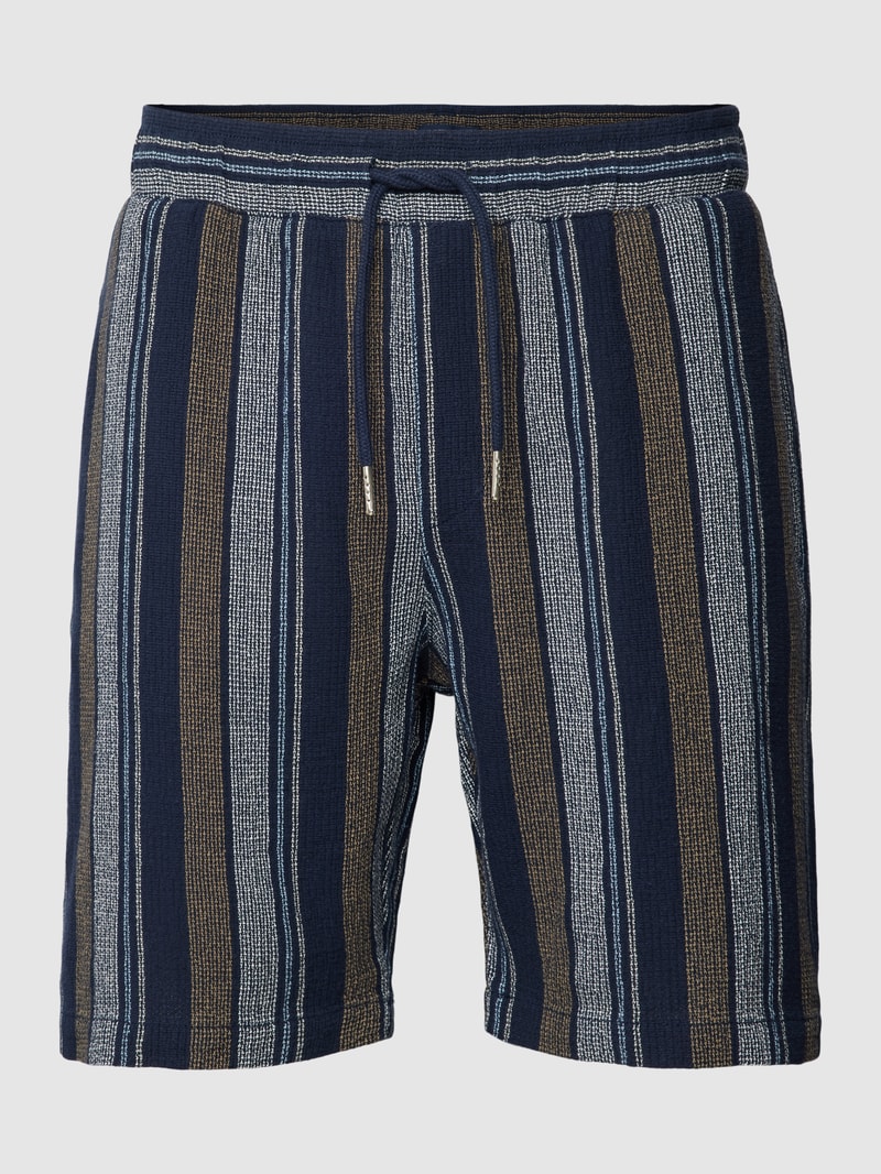 Shorts aus Baumwolle mit Streifenmuster in marineblau