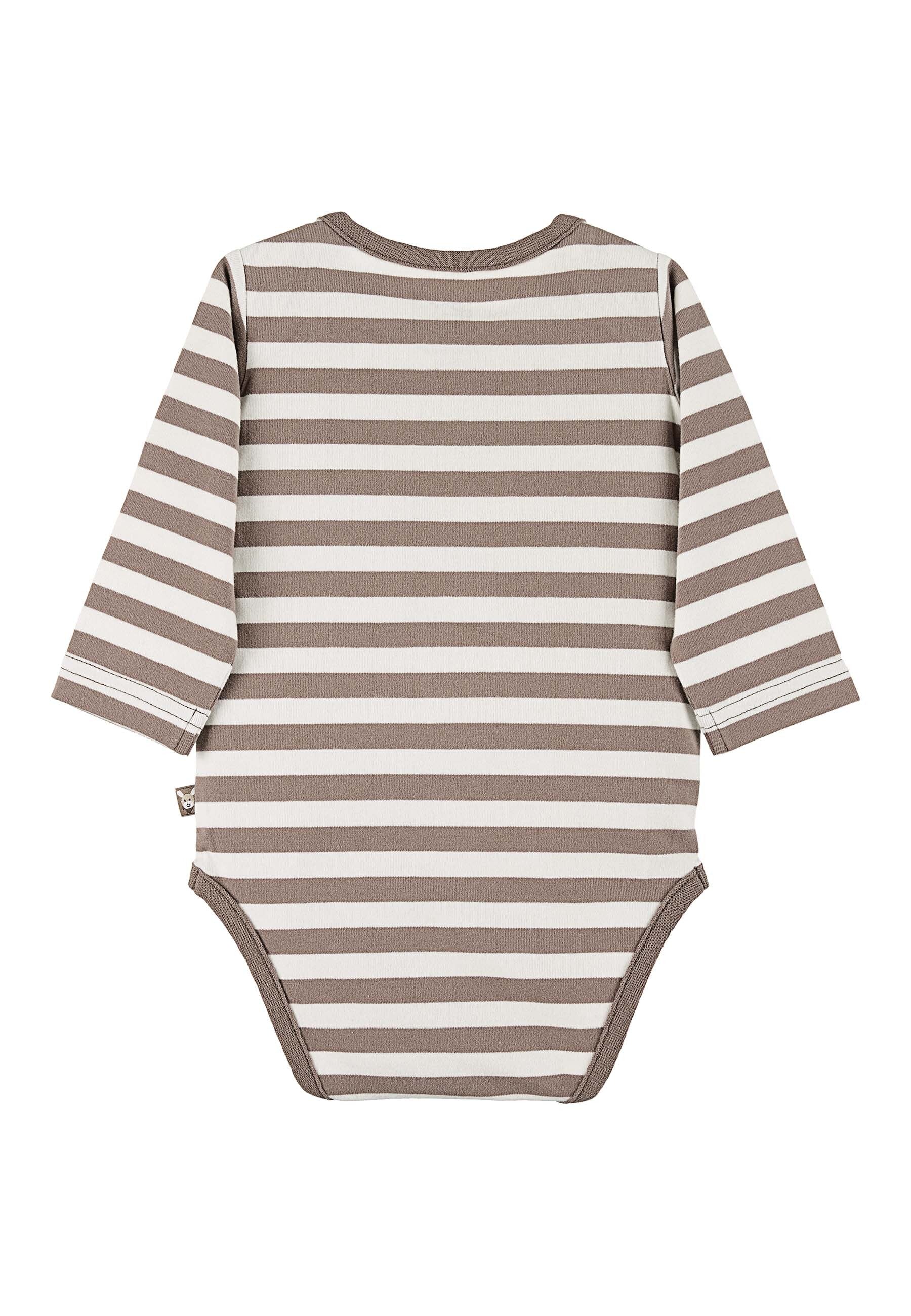 GOTS Langarm-Body Esel Emmi, gestreifter Jersey