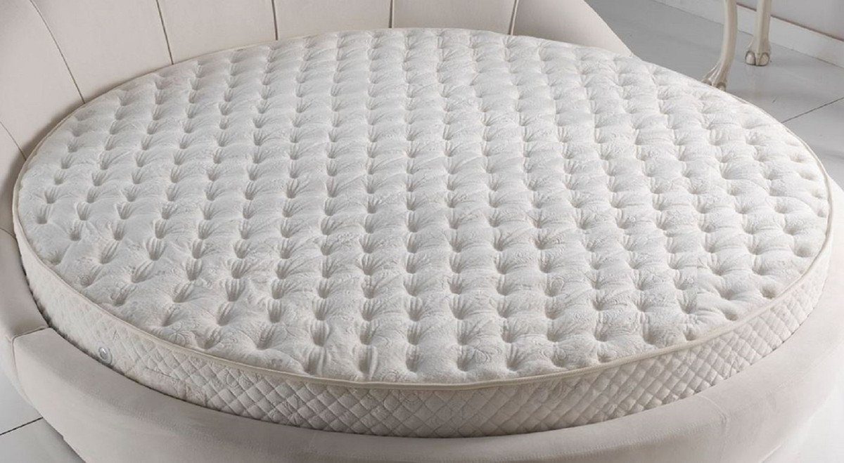 Casa Padrino Rundbett Rundbett Matratze Weiß Ø 220 cm - Runde beidseitig verwendbare Doppelbett Matratze mit Taschenfederkern - Qualität