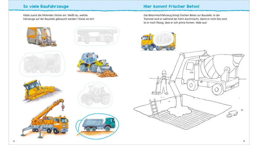 WAS IST WAS Kindergarten Malen Rätseln Stickern. Auf der Baustelle -  Malen, Rätseln, Stickern