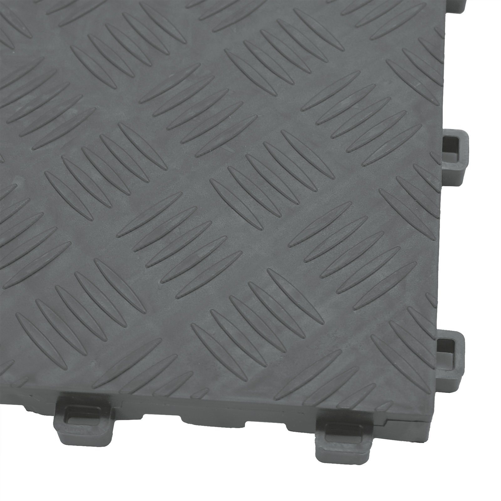 RAMROXX Bodenfliese Klickfliesen Riffelblech Look Boden für Messe Floor Garage Grau 40x40, grau