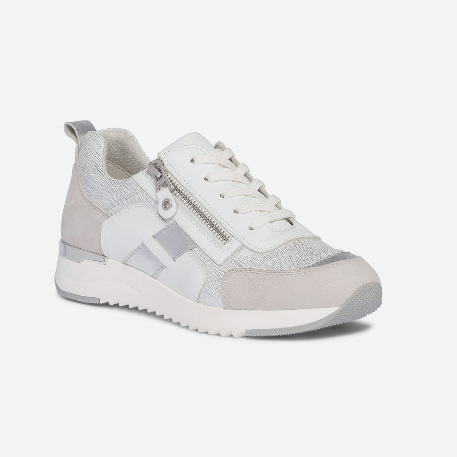 Tennis CAPRICE blanche, grise et argent