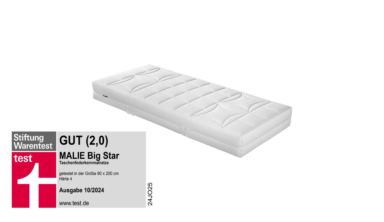 MALIE 5-Zonen Matratze Big Star XXL Größe 180/200 Härtegrad 4